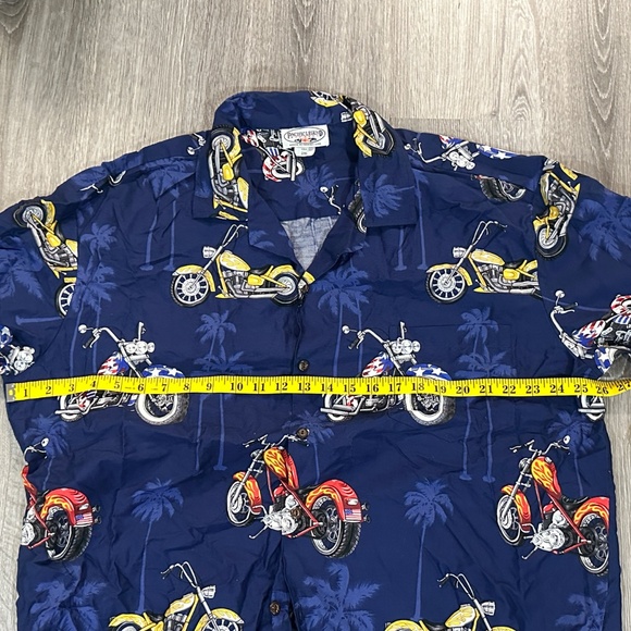 Pacific Legend Mens Size XXL (2XL) Hawaiian Chopper Motorcycle Shirt Dark Blue - Picture 5 of 6